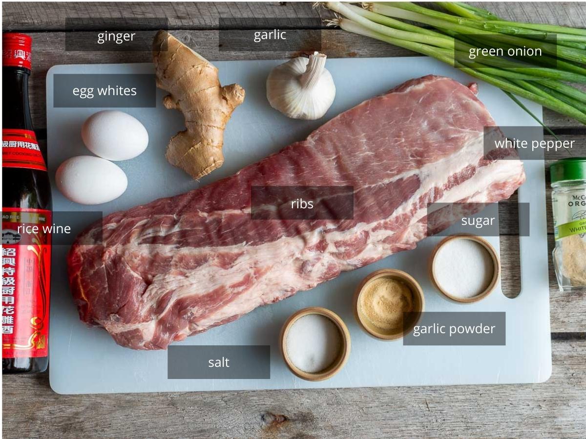 Ingredients for pork ribs laid out on the table.