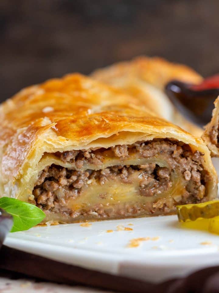 Ground Beef Puff Pastry Rolls (Easy Cheeseburger Appetizer)