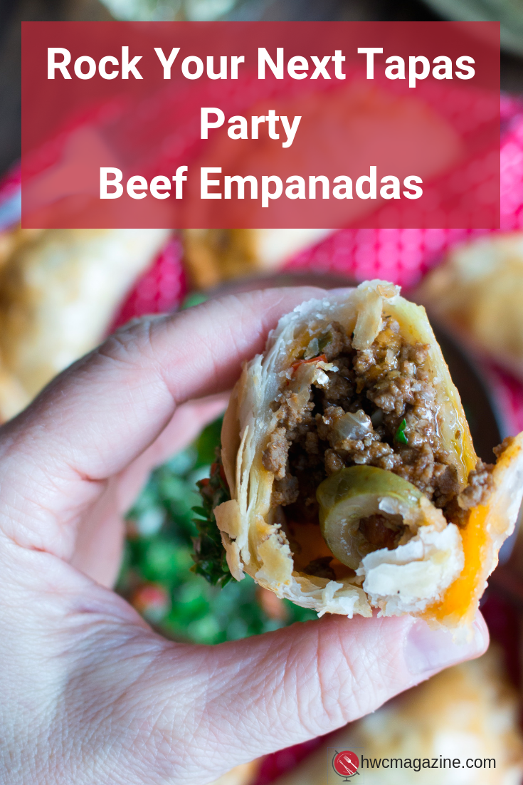 Rock your next Spanish Tapas party with step saving Beef Empanadas. Using pre-made pie crusts and a super easy beef filling for your appetizers. #tapas #spanish #appetizer #beef #stuffed #baked #party / https://www.hwcmagazine.com