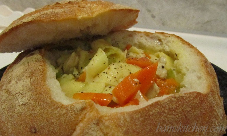 Bam's Bread Bowl Chicken Noodle Soup