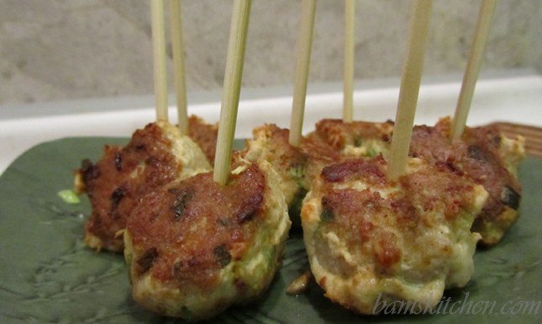 Asian meatball lollipops