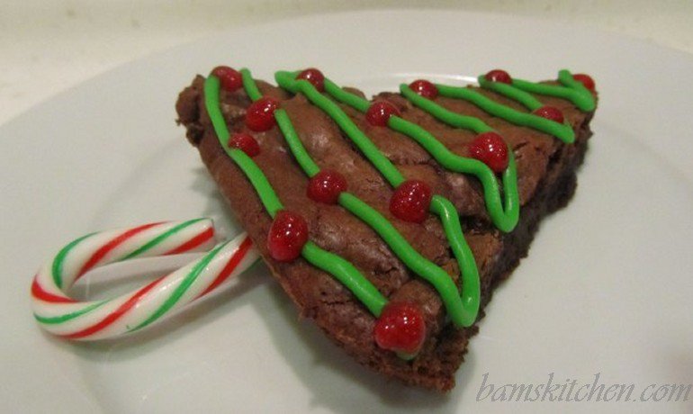 Double chocolate chunch christmas tree brownies