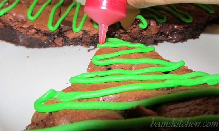 Double chocoalte christmas tree brownies