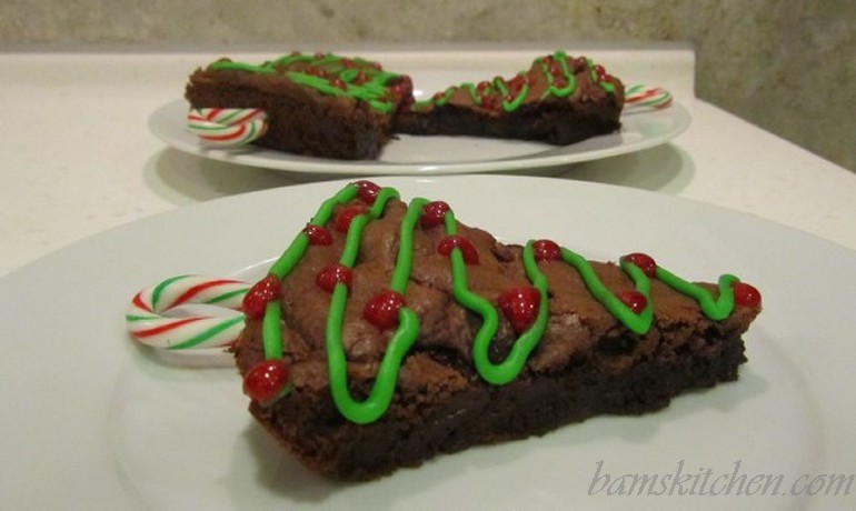 Double chocoalte christmas tree brownies