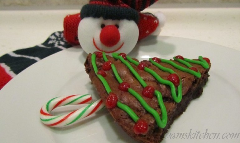 Double chocoalte christmas tree brownies