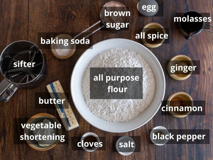 Ingredients for classic old fashion gingerbread biscuits.
