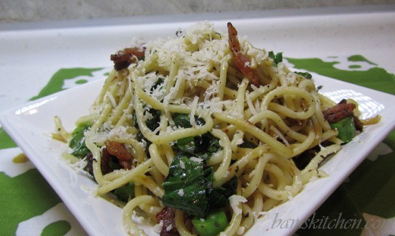 Pancetti linguine with gailan