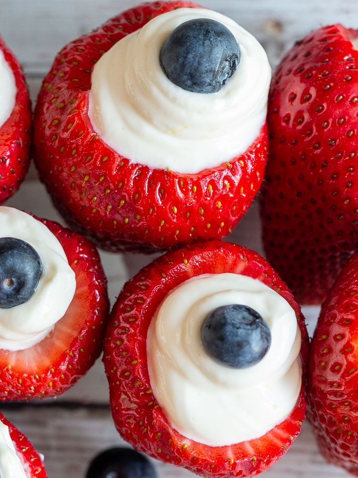 Red, white and blue patriotic strawberries.