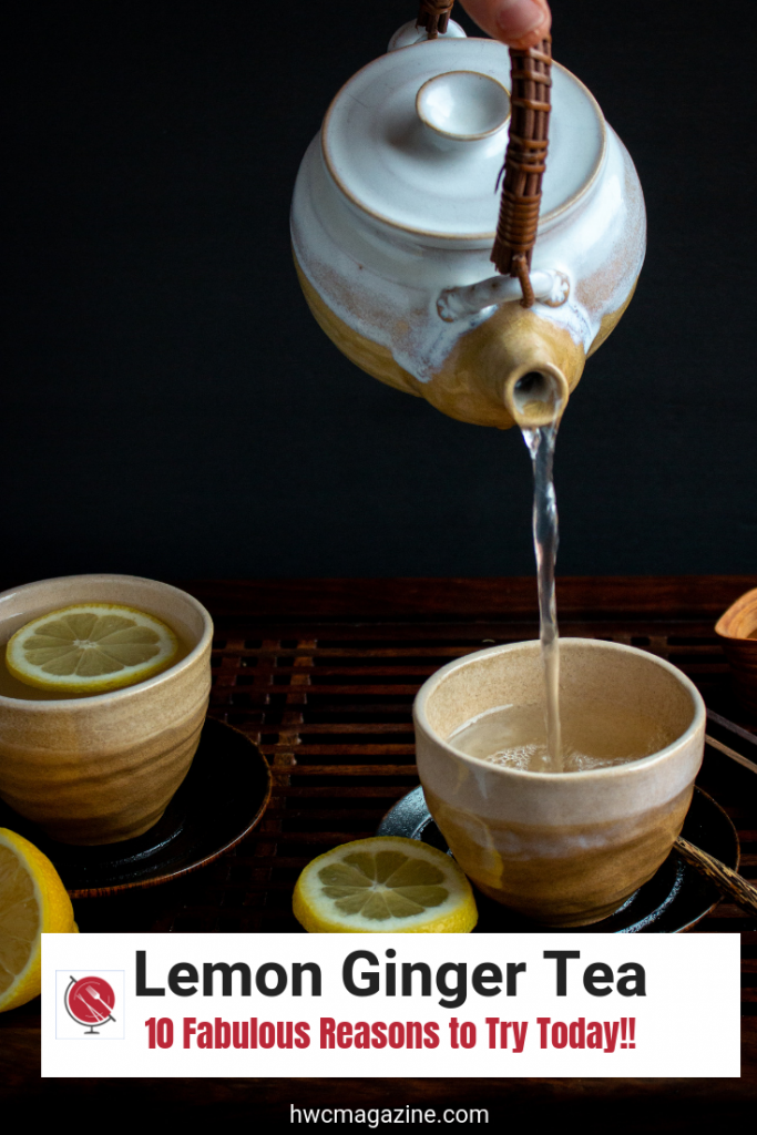 Tranquil Lemon Ginger Tea is the perfect delicious detox tea to help balance your digestive system, boost your immunity and help relieve stress. (Gluten-Free, Vegan, Clean Eating) #tea #detox #cleanse #cleaneating #healthyliving #drinks #beverage #Easyrecipe #lemon #ginger #hwcmagazine / https://www.hwcmagazine.com