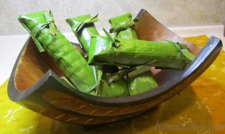 Tropical Banana Leaf Wrapped Coconut fish and sumans