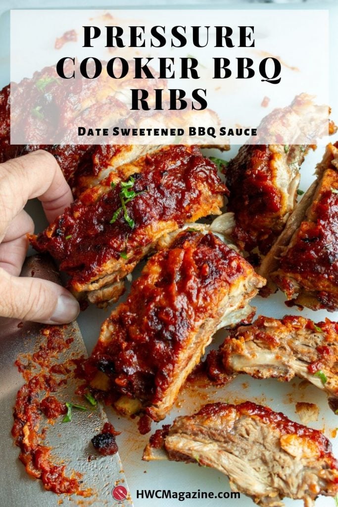 Pressure Cooker BBQ Ribs sweetened with Date Paste
