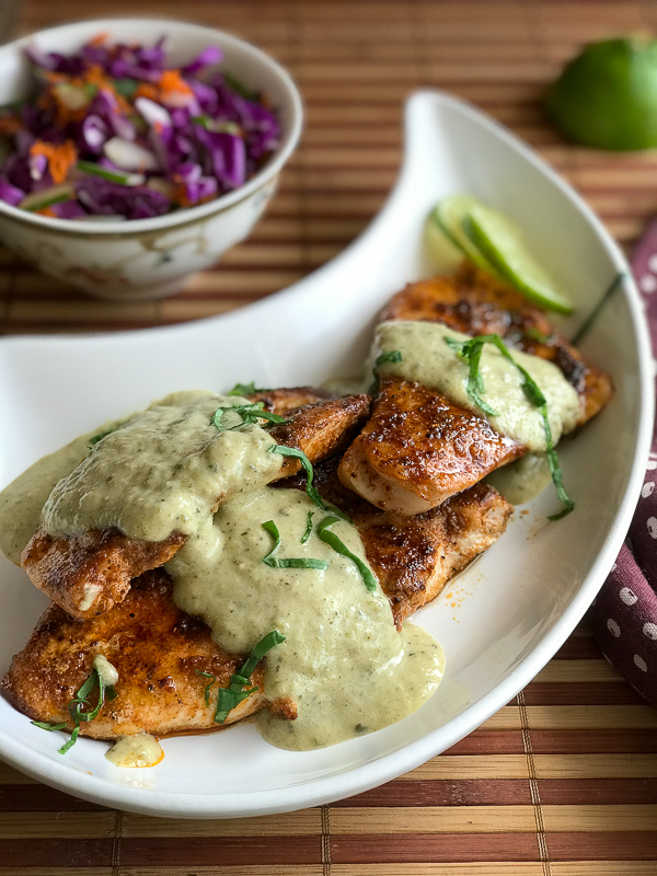 Long photo of tomatillo key lime chicken sizzle 