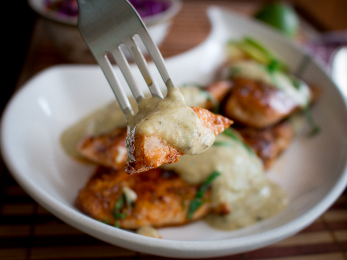 Sliced bite size tomatillo key lime chicken sizzle for you