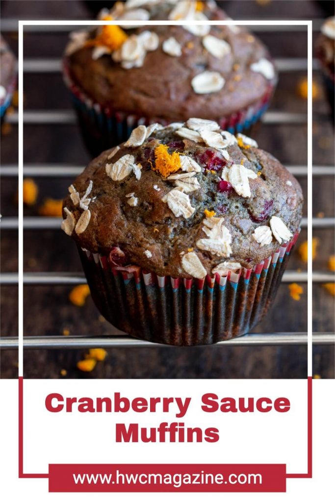 Cranberry Sauce muffins on a rack date sweetened and dairy free.