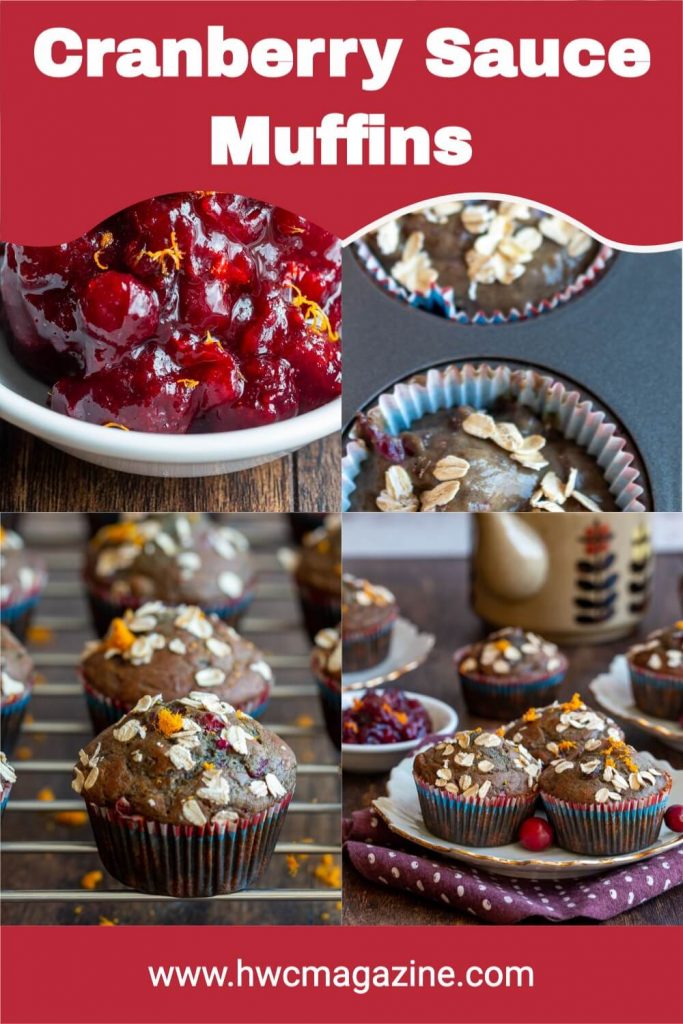 Steps for making cranberry sauce muffins.