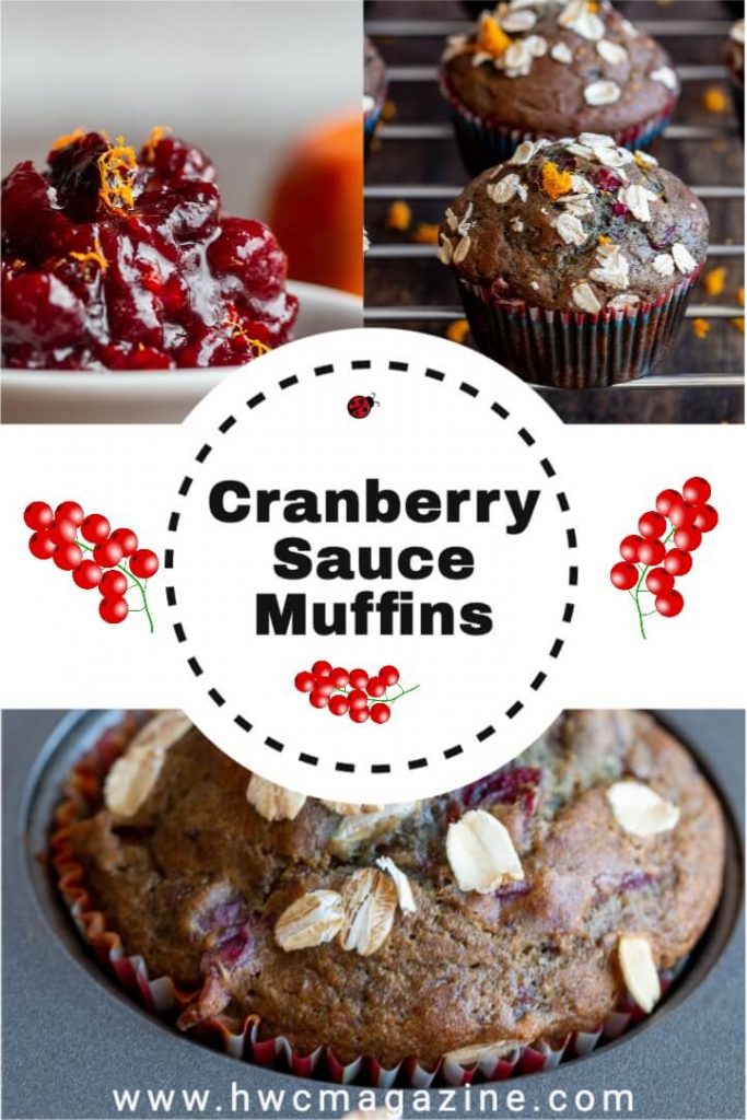 Cranberry muffins with leftover cranberry sauce.