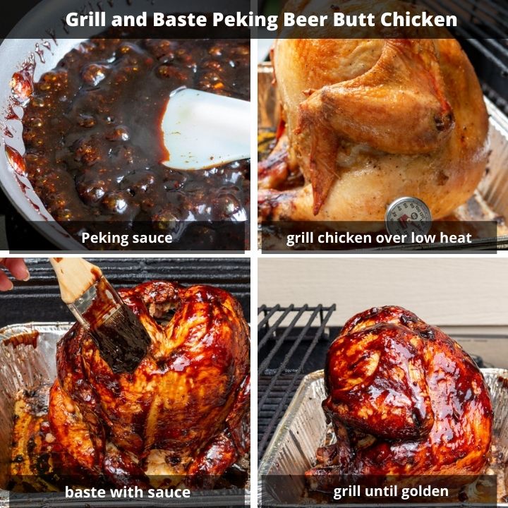 Step by Step how to baste and grill Peking chicken.