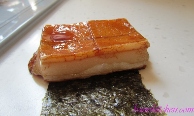 Tamari brown sugar glazed mochi with sakura sauce