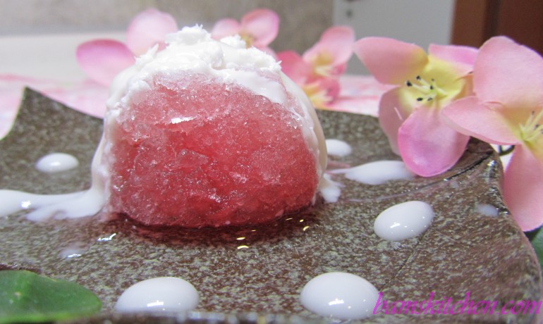 Sakura Grenadine Granita with Coconut Cream