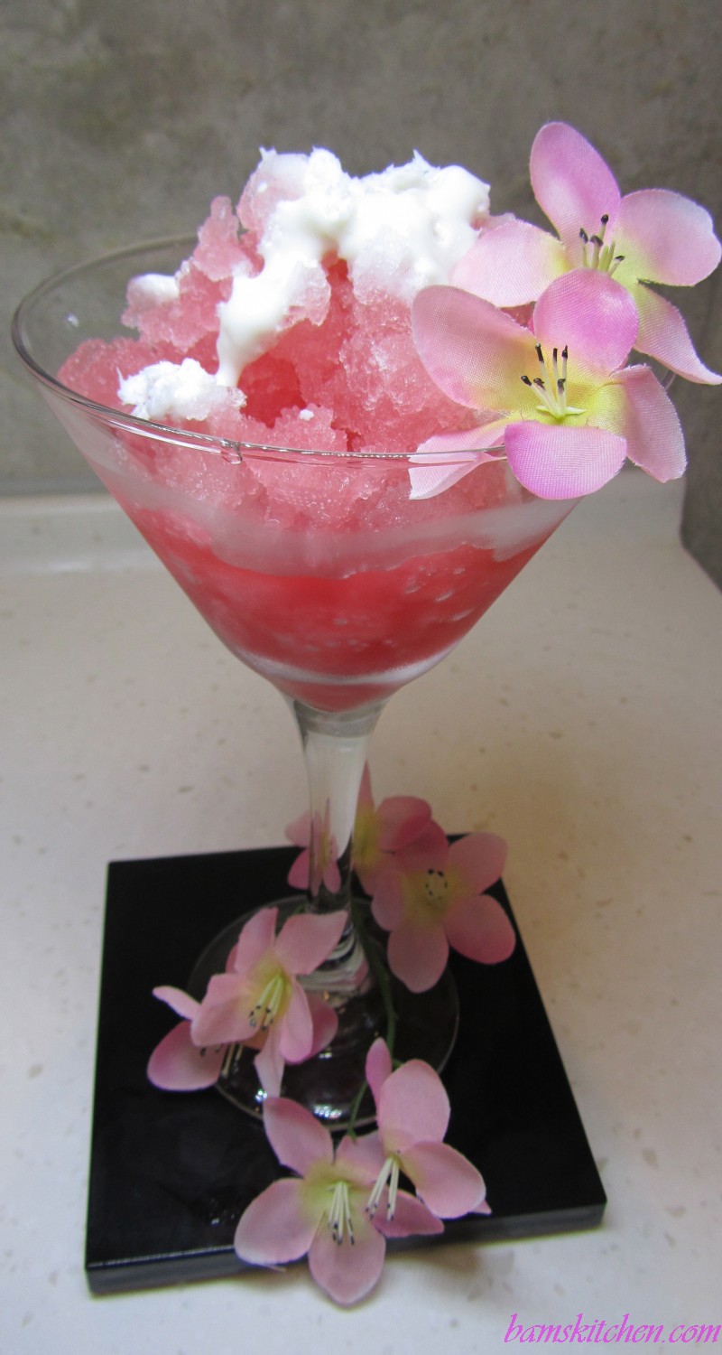 Sakura Grenadine Granita with Coconut Cream
