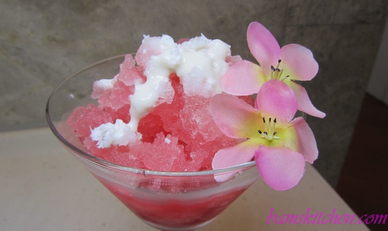 Sakura Grenadine Granita with Coconut Cream