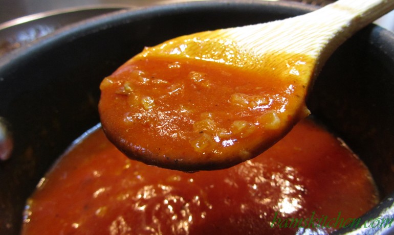 Spoonful of homemade BBA sauce