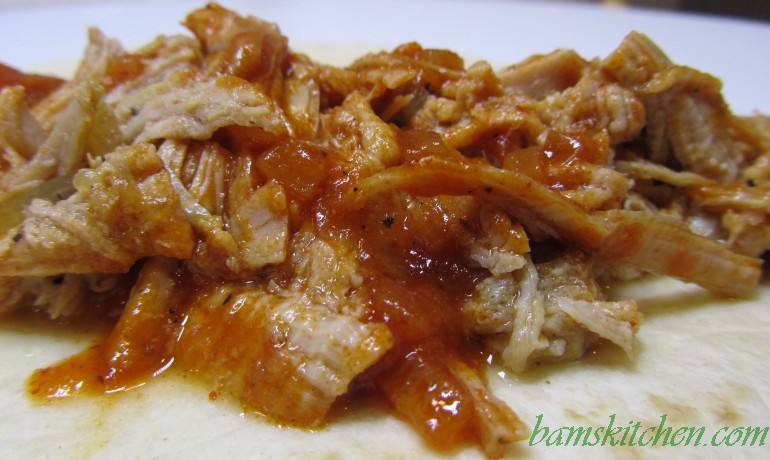 Slow Roasted Pork topped with the homemade BBQ Sauce