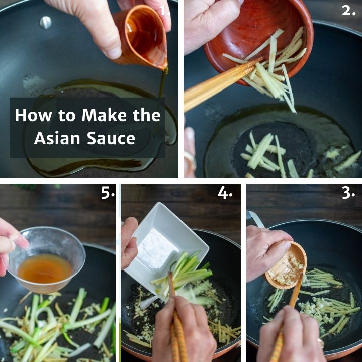 Steps 1-5 for making steamed fish.