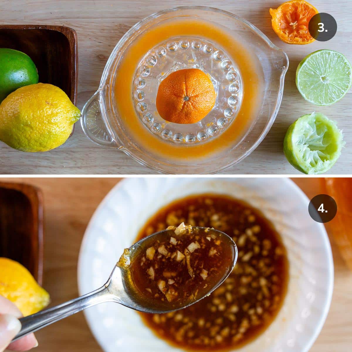 Making the orange salmon marinade.