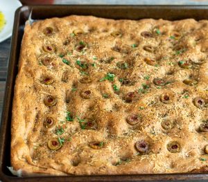 Hot out of the oven focaccia bread.