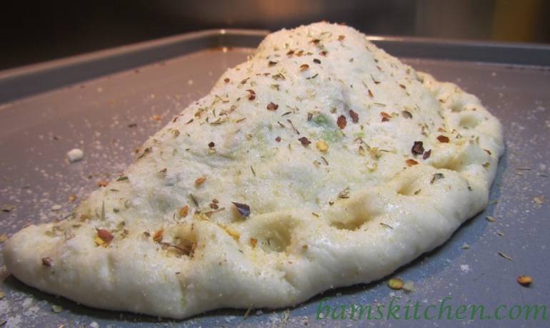 Chicken and parsley pesto calzone