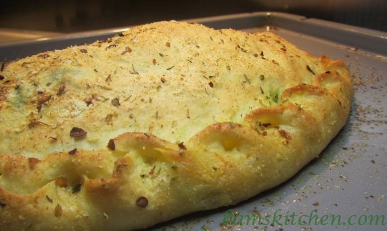 Chicken and parsley pesto calzone