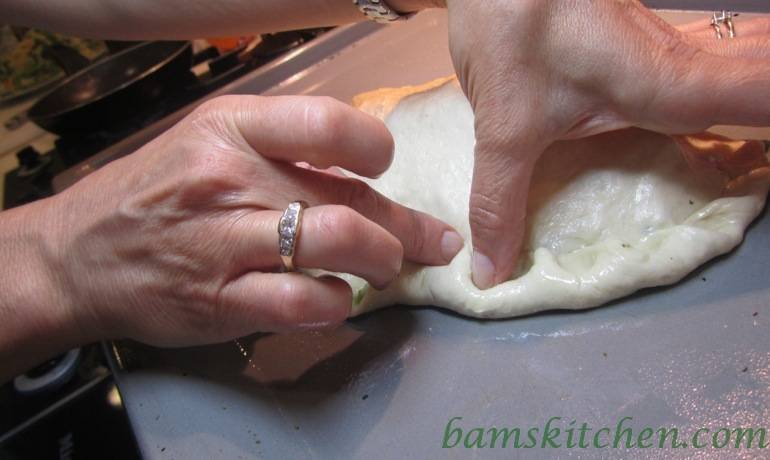 Chicken and parsley pesto calzone