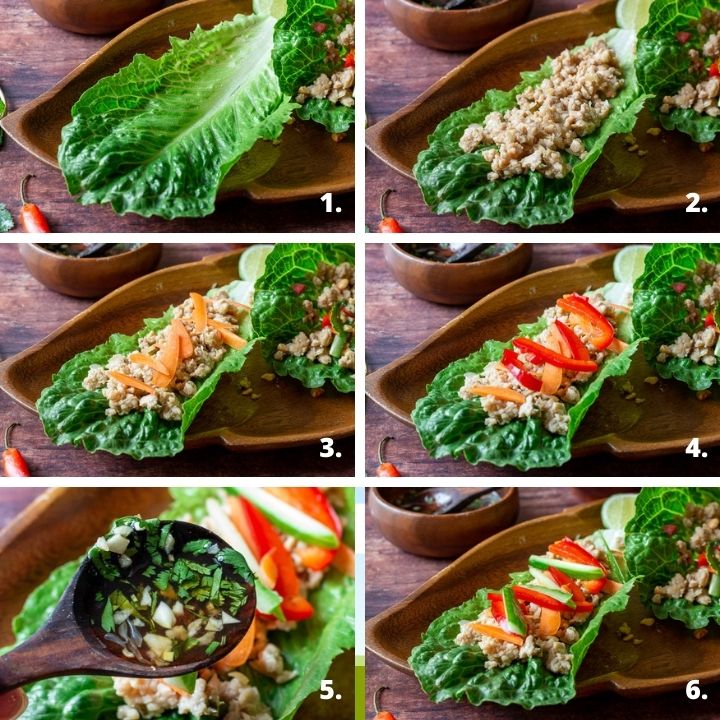 Step by step How to make lettuce wraps.