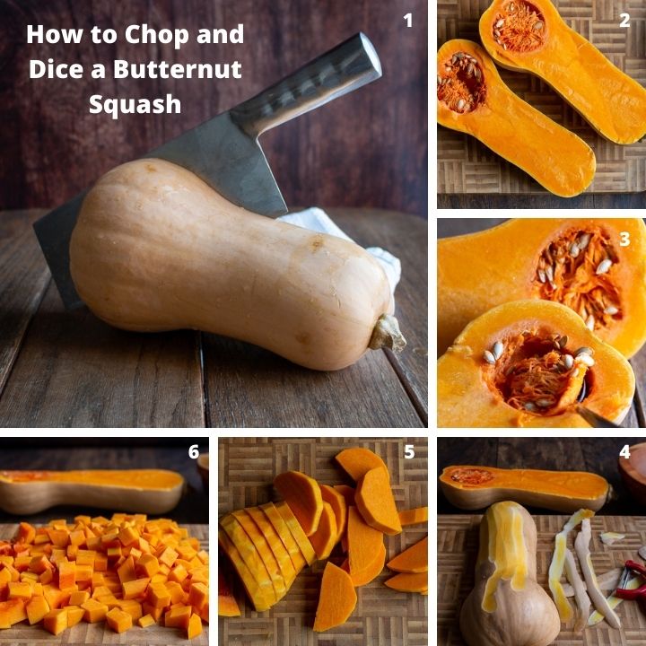 Step by Step how to cut and dice a butternut squash.