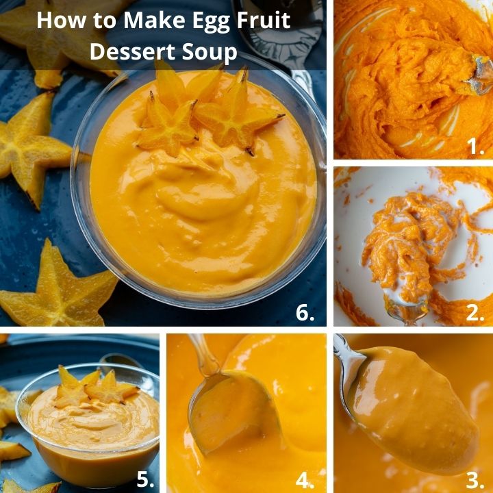 Step by Step how to make egg fruit dessert soup.