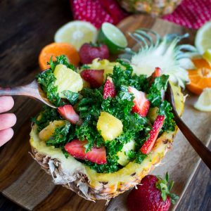 Tutti Fruitti Kale Salad with Citrus Honey Dressing / https://www.hwcmagazine.com