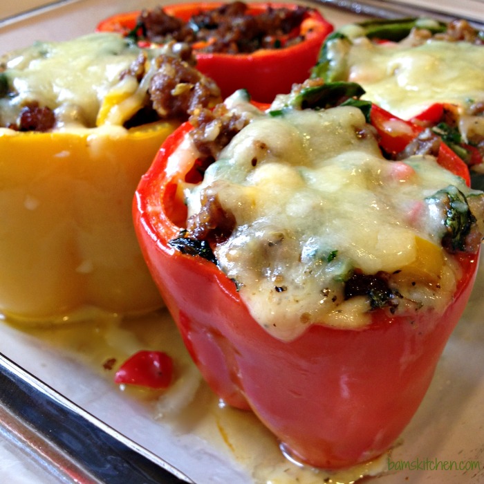 Cheesy Stuffed Peppers with rocket_IMG_4939