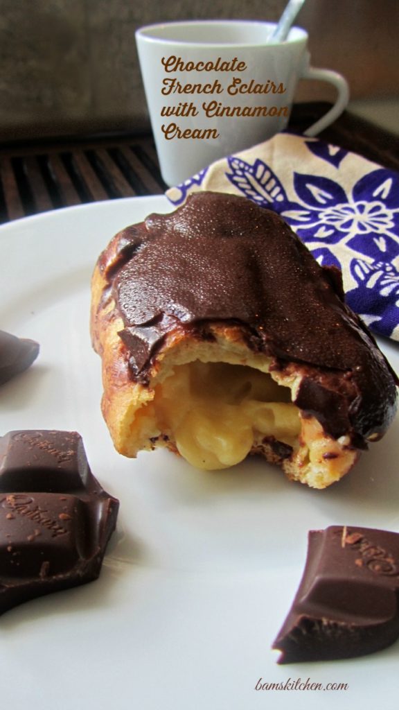Chocolate French Eclairs with Cinnamon Cream / https://www.hwcmagazine.com