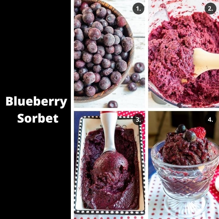 How to make blueberry sorbets, step by step process.
