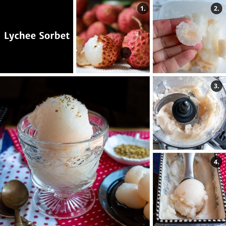 Step by step how to make lychee sorbet.