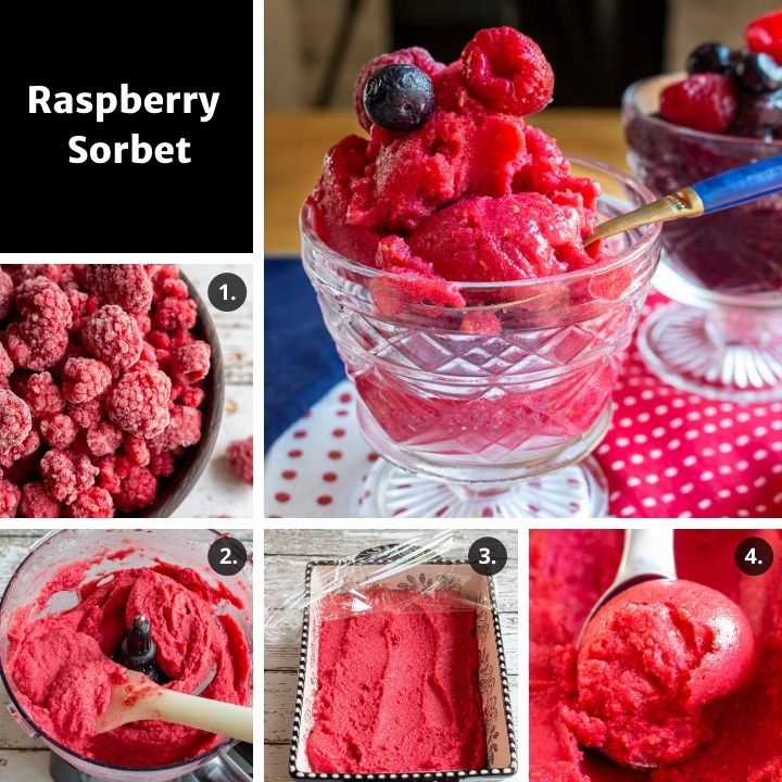 Step by step how to make raspberry sorbets.