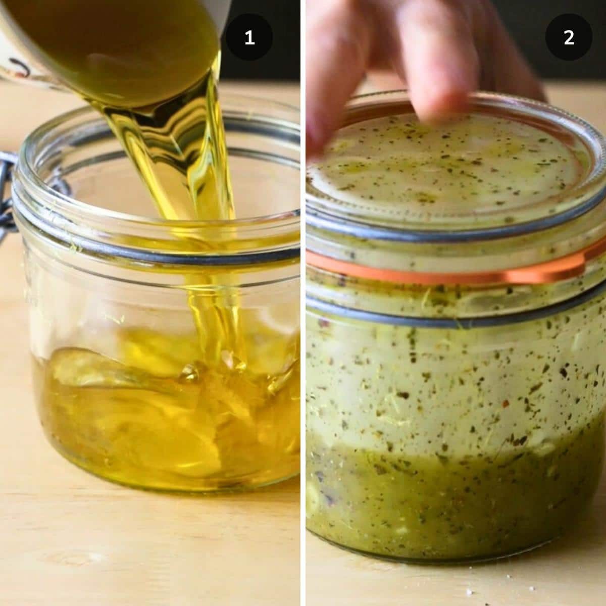 Making the Lemon white balsamic vinaigrette dressing. 
