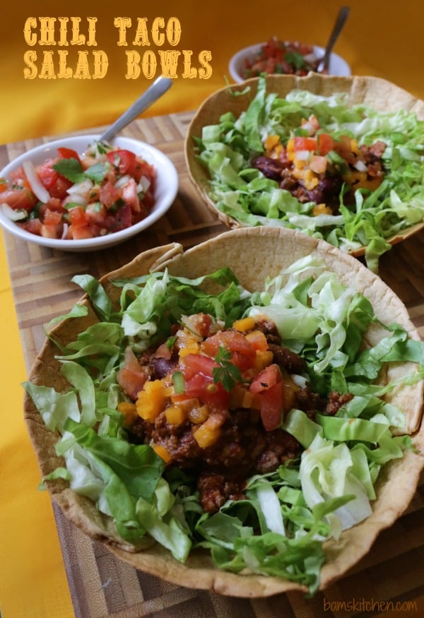 Chili Taco Salad Bowls / https://www.hwcmagaazine.com