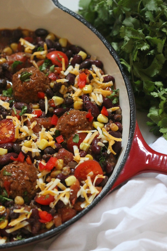 Southwestern Chili with Bison Meatballs -Simply Fresh Dinners