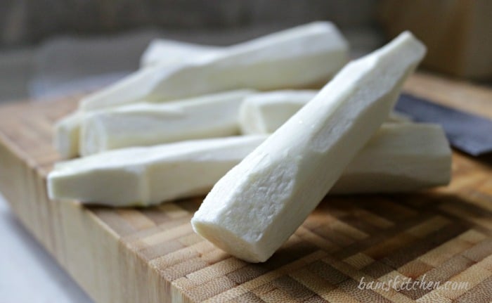 Peeled Water rice stems.