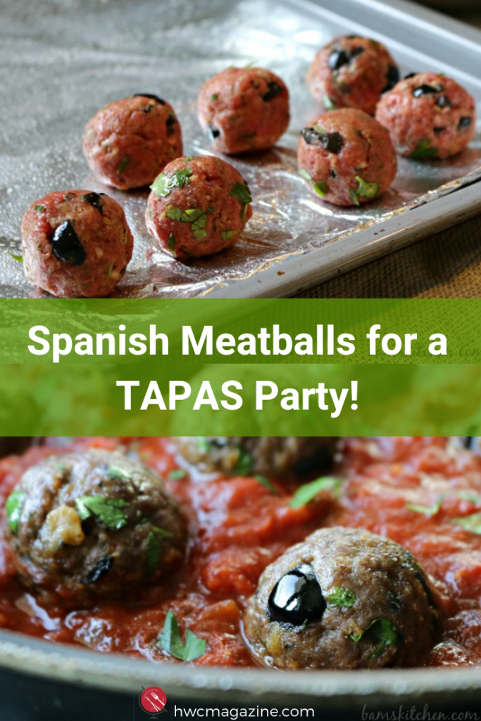 Spanish Meatballs with Pepper and Tomato Wine Sauce are the perfect addition for a Tapas Party. Tasty hot appetizer in under 30 minutes. #appetizer #spanish #started #meatballs #wine #party #gathering #party ideas / https://www.hwcmagazine.com