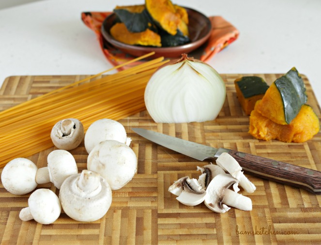 Ingredients to make vegan truffle pasta.