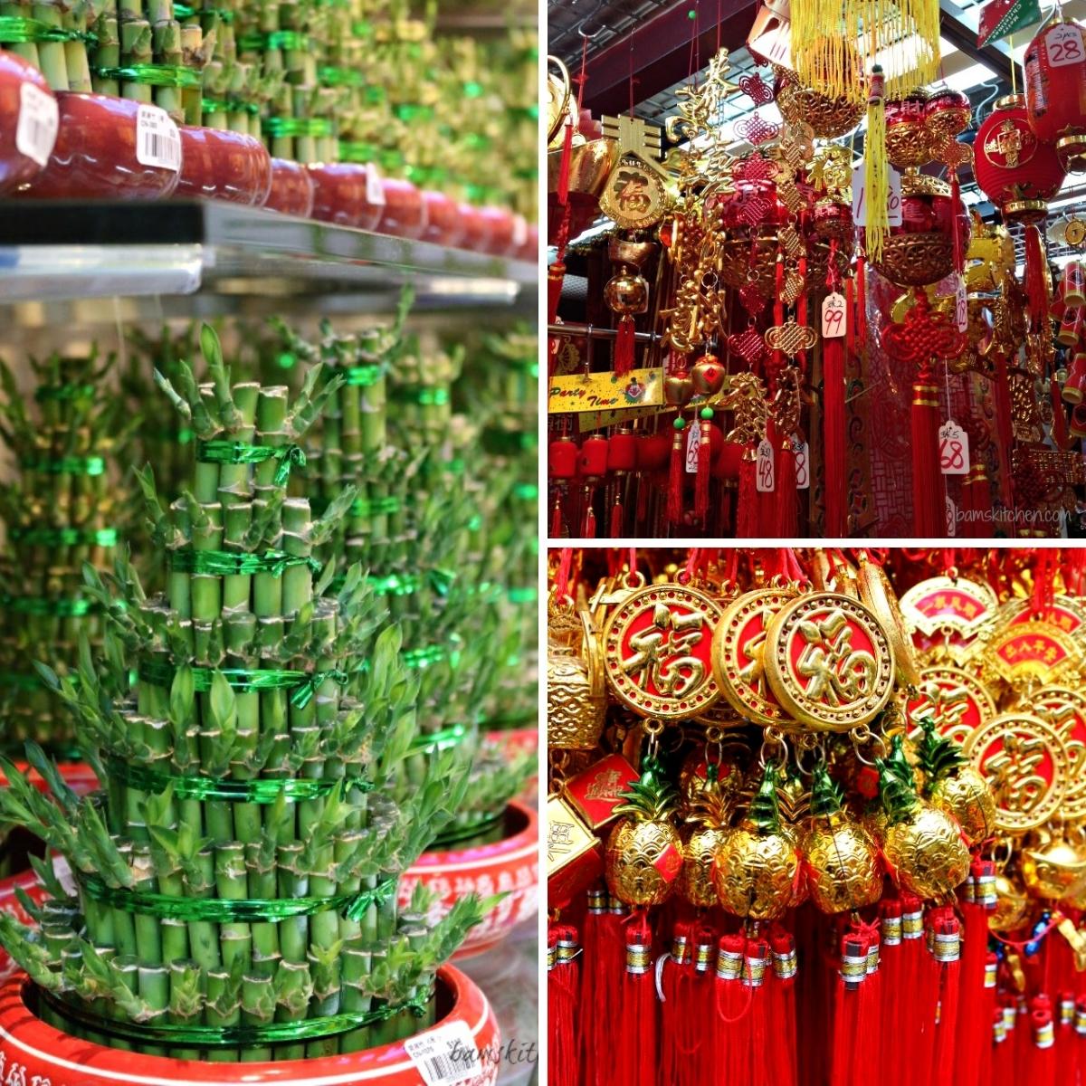 Chinese New Year Recipe flowers and items commonly used to decorate the dining table.