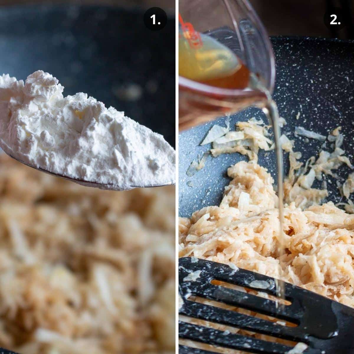 Adding in a tablespoon of dry ingredients and about ⅛ to ¼ cup wet ingredients to the daikon.